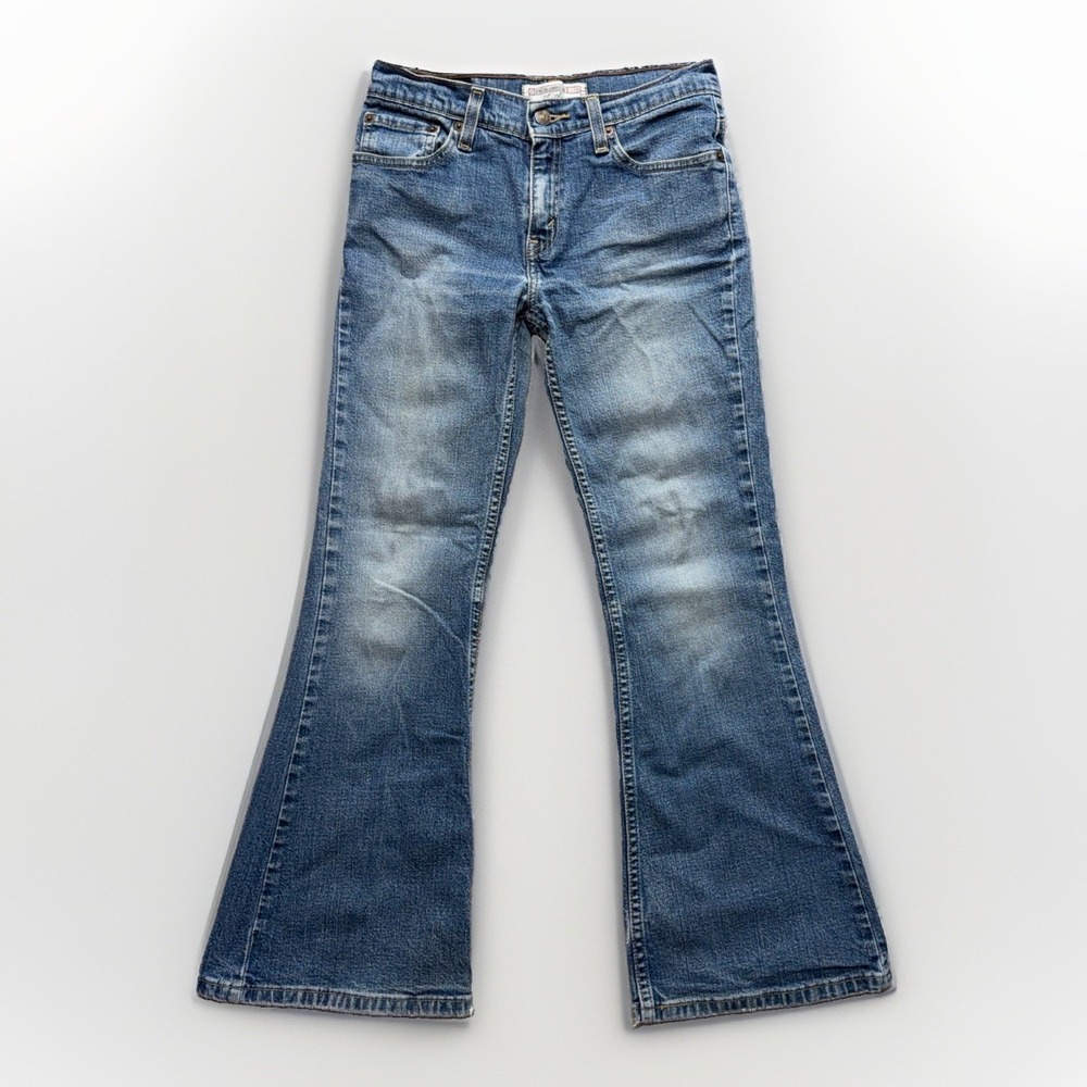 Levis Strauss Jeans Girl's 14 Regular Blue Flare Stretch Denim Lowrise Y2K Pants
